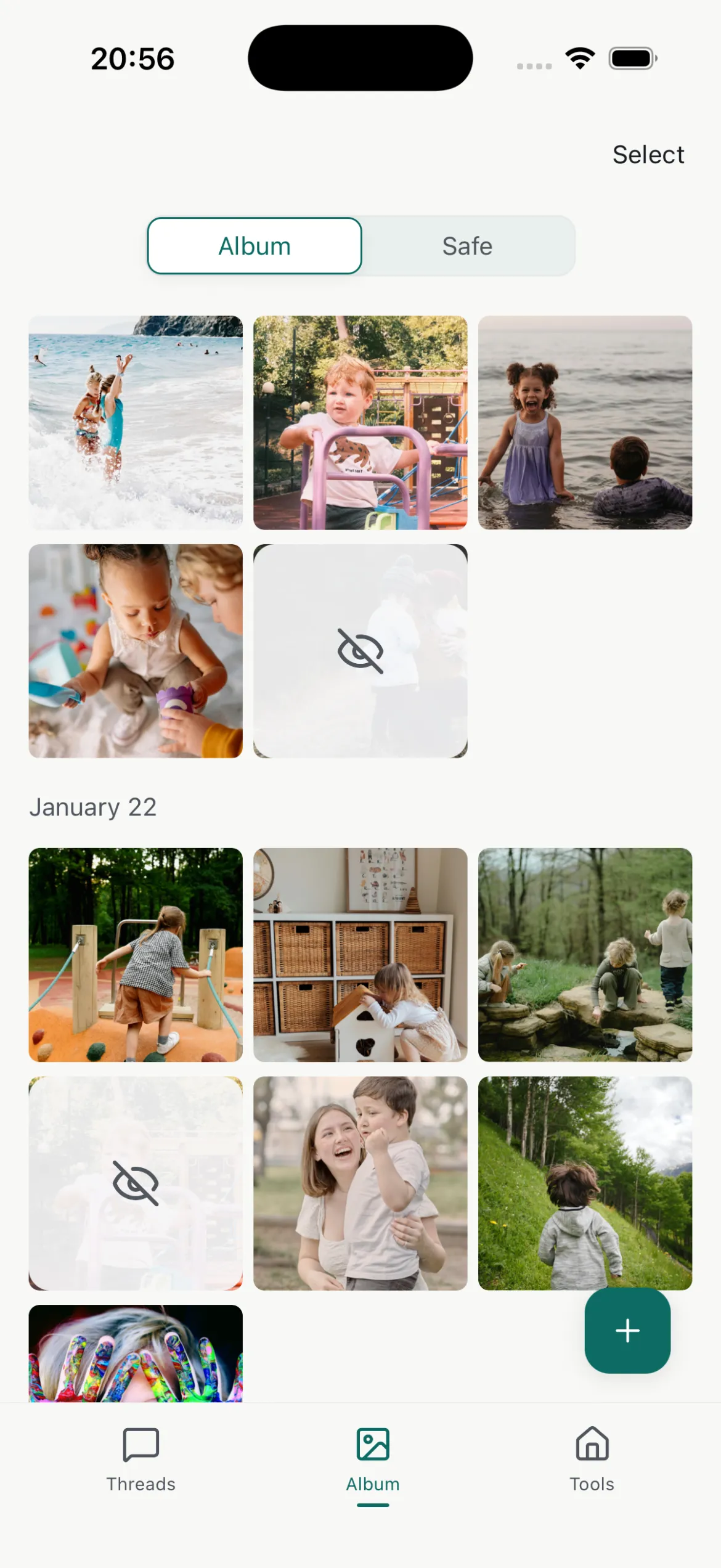Shared album screen
